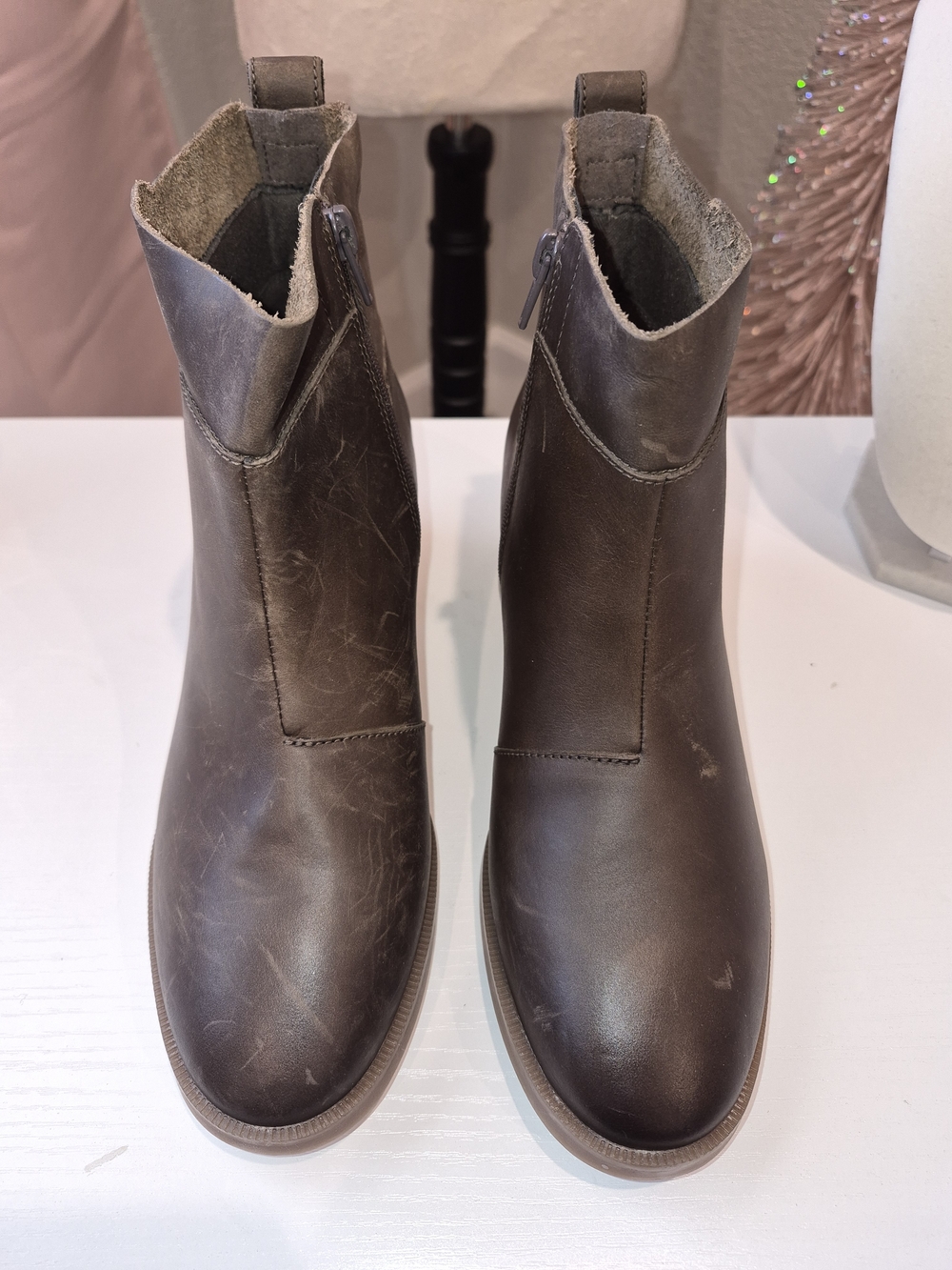 Clarks Dark Brown Leather Ankle Booties NWB But Some Scufs